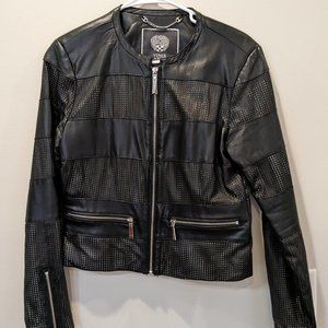 Vince Camuto Faux Leather Black Jacket Size S